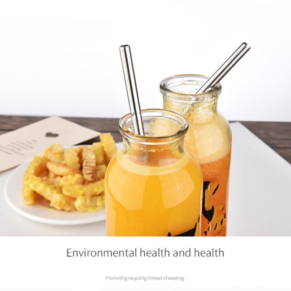 304 Stainless Steel Scratch-Resistant Straw Set Paper Card With Cleaning Sweep Curved Stainless Steel Straw Set