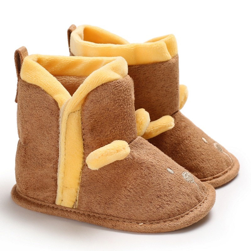 Botas de bebé recién nacido invierno cálido parche arranque para bebés niñas niños precioso Fondo suave zapatos de bebé de interior 0-18M