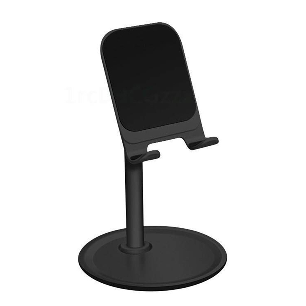 Smartphone-ständer für den schreibtisch, aluminiumlegierung, verstellbarer tischständerhalter für telefon/tablet, ergonomische gummibasis, rutschfest: Standardschwarz
