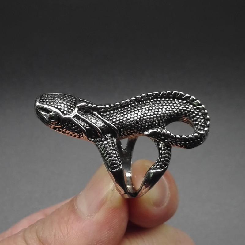 Anillos de lagarto de acero inoxidable 316L para hombre, anillo de motorista Punk, Vintage, gótico, Animal, joyería,