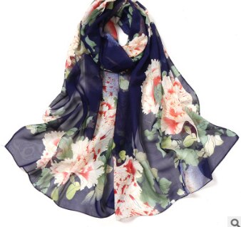 Beach flower print Georgette chiffon scarf silk square hijab cool shawl ladies foulard femme Scarves hair bufanda mujer: 6