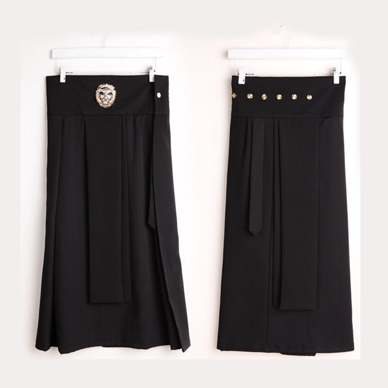 Jupe-pantalon à taille réglable pour homme, tenue décontractée avec tête de léopard, décoration Punk Hip-hop, pantalon de spectacle de , sarouel ample