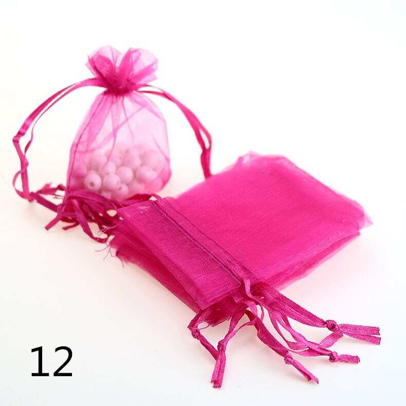 7x9CM Sheer Organza Bags Drawable Jewelry Pouch Packaging Bag Candy Bag for Wedding Prom Party Decor 50pcs/set: 12