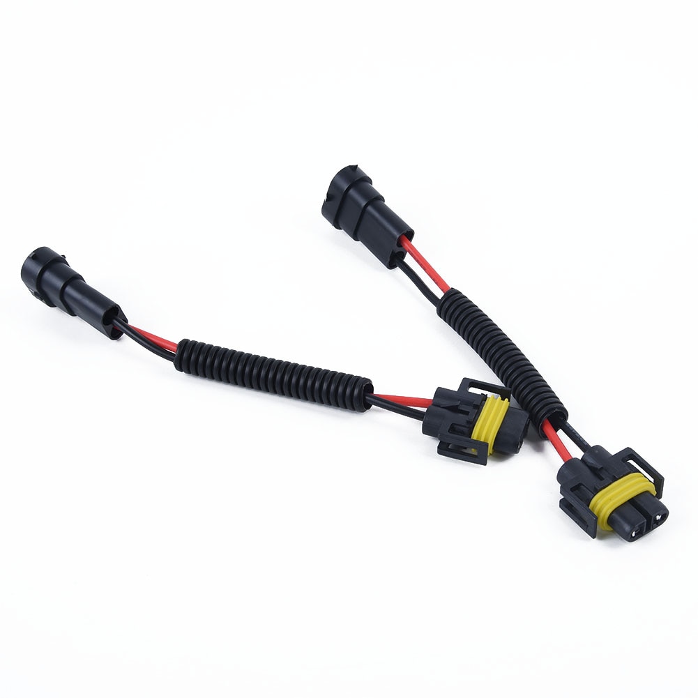 PVC Harness Nylon Wiring Plugs Pre-wired 2pcs Headlights Fog Lights Extension Connector Wire Sockets