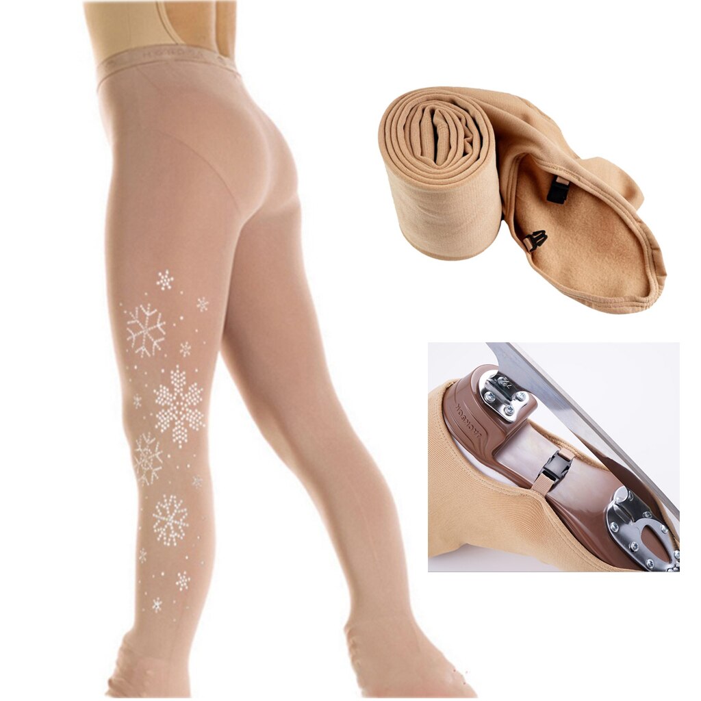 Stretchy Ice Skating Tights Girls Women Over Boots Figure Skate Leggings