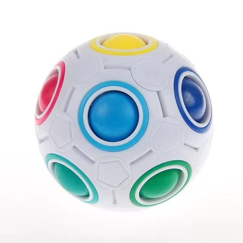 Rainbow Cube ball Puzzle Soccer Mini Magic Cubes Toy Adult Decompression Anti Stress Children Learning: white