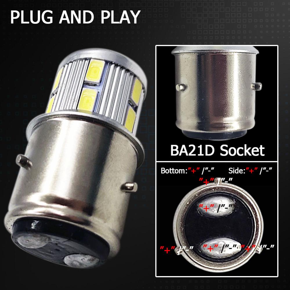 RUIANDSION 1 Pièces 17 Leds 5730SMD Moto Ampoule Phare Moto Cyclomoteur Scooter BA21D AC DC 6V Blanc 6000K Jaune 3000K