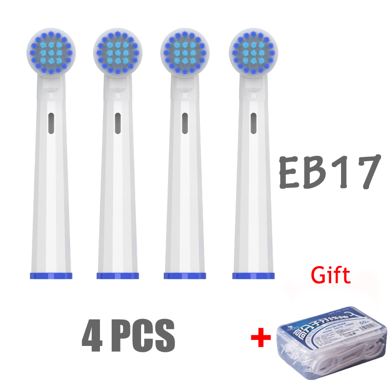 Oral b eb17 substituição cabeça da escova para d12 d16 d100 cruz cabeças escova de dentes elétrica ação limpa adequado bocal fio presente: 4PCS