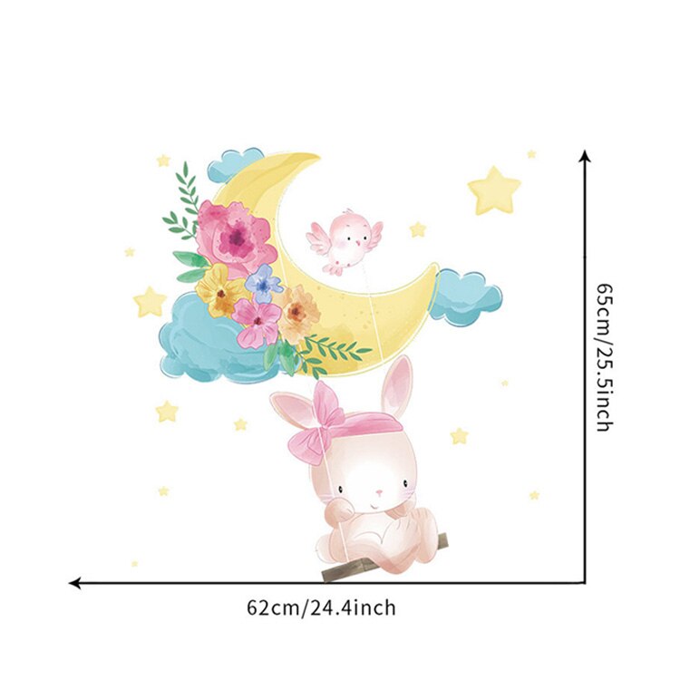 Cute Rabbit Series Wall Sticker For Kids Baby Room Home Decoration Wallpaper Living Room Bedroom Removable Mural Bunny Stickers: GRAY