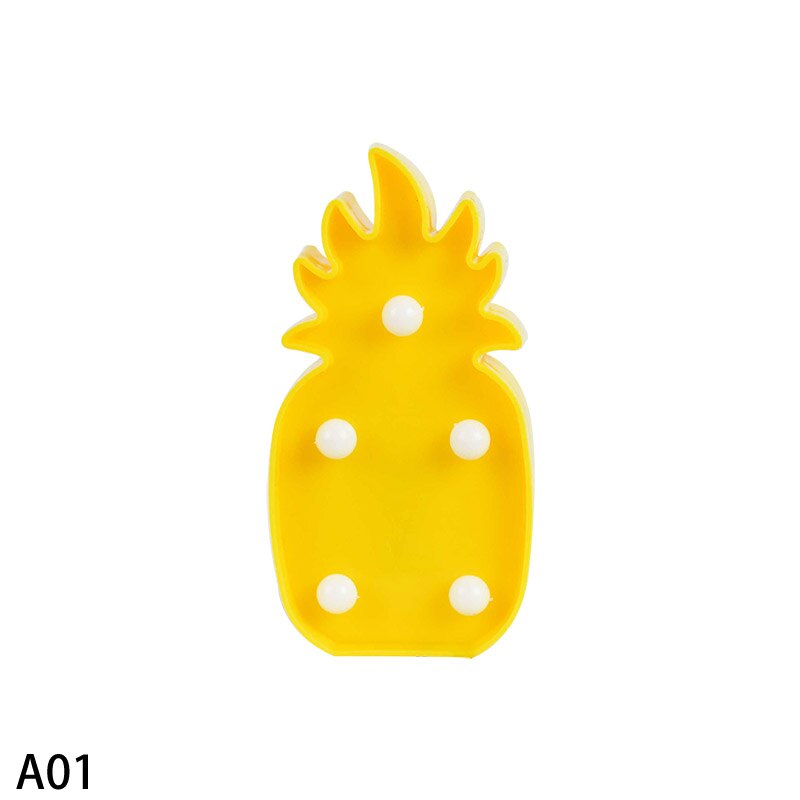 Lámpara de luz LED nocturna para niños, Flamenco, Estrella, piña, Cactus, hawaiana, , lámpara de pared del dormitorio, de decoración: A01
