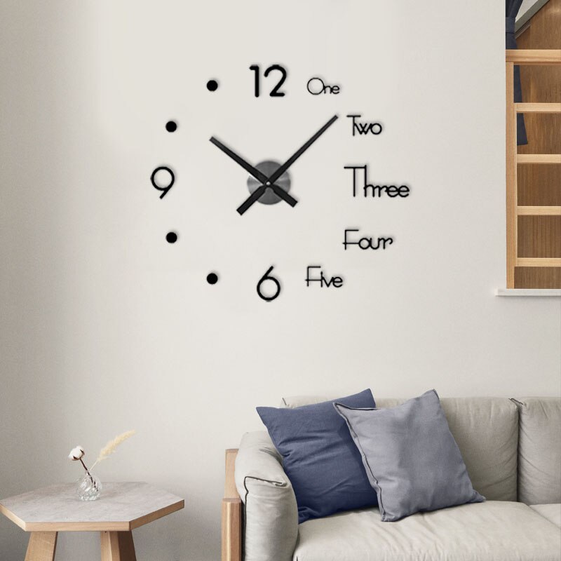 3D Wall Sticker Clock Silent Large Wall Clock DIY Wall Clocks Removable Art Decal Sticker Home Decor