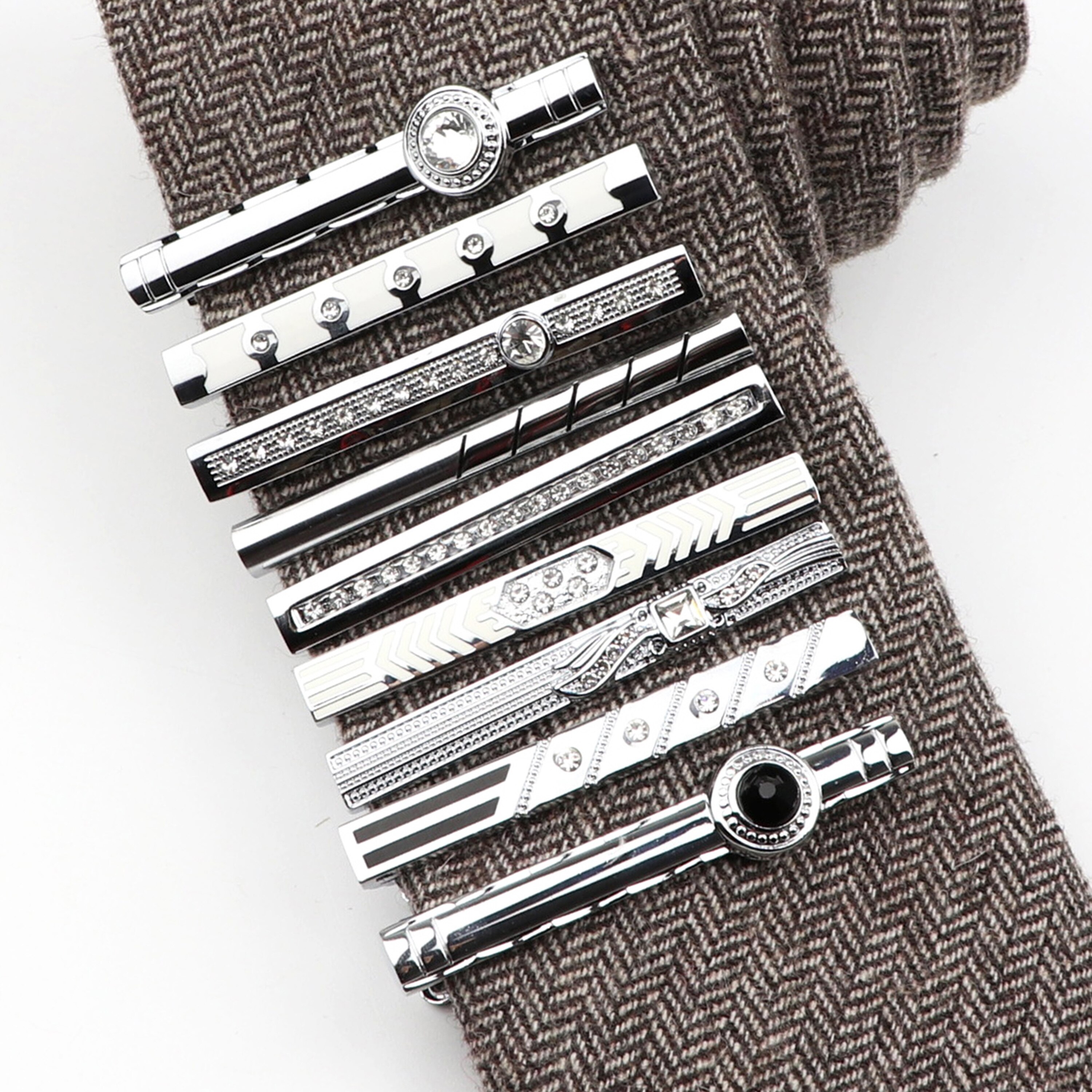 Brand Tie Clip Sieraden Eenvoudige Emaille Mens Business Luxe Bar Pinch Sluiting Tie Pin
