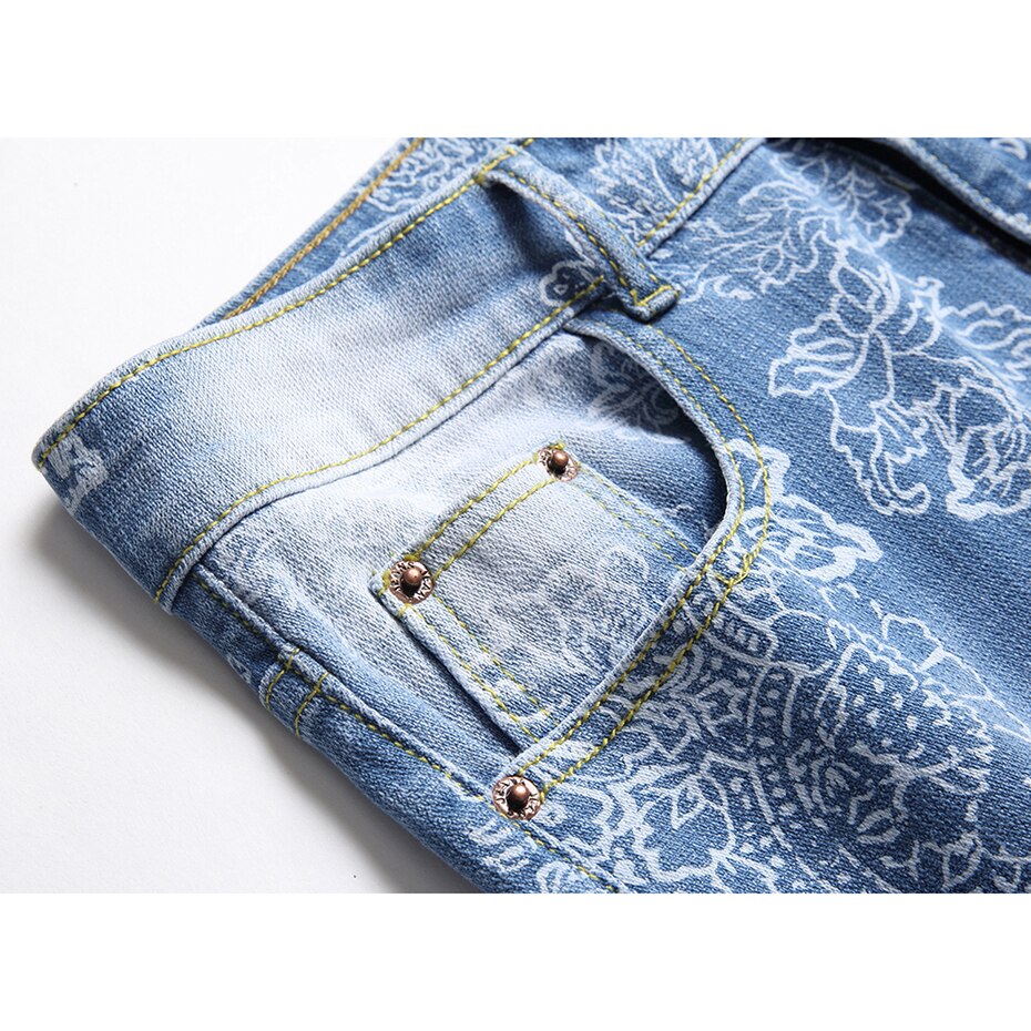 Sommer Herren Kurze Jeans Gedruckt Denim Jeans kurze Hose Hüfte hüpfen Streetwear Denim kurze Hose