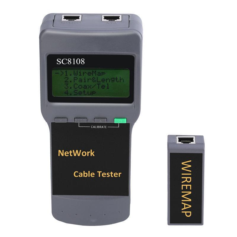 Network Tester Meter LAN Phone Cable Tester Meter With LCD Display CAT5 RJ45 SC8108