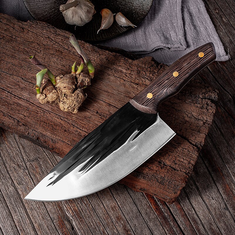 Chines Chef Knife Handmade Forged Kitchen Knife Bone Chopping Knife Forged Meat Bone Cleaver Vegetables Chef Slicing: Default Title