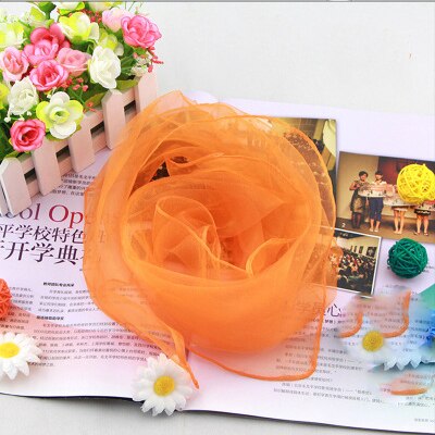 Sparsil Vrouwen Zomer Lente Transparante Vierkante Sjaal Effen Kleur Hoofd Dragen Dunne Chiffon Sjaals Mode Organza Wraps70cm * 70Cm: Deep Orange