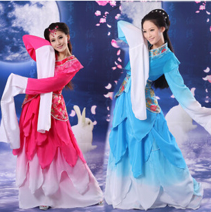 Chinesische Klassische tanz kleidung rot blau Hanfu alten kostüm fee set langarm kostüme Prinzessin Dynastie China Hanfu Kleid