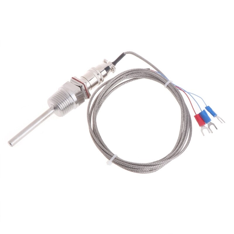 RTD PT100 Temperature Sensor Probe 5cm 1/2&quot; NPT Thread with Detachable Connector 2M Cable 3-wire Temperature Sensor