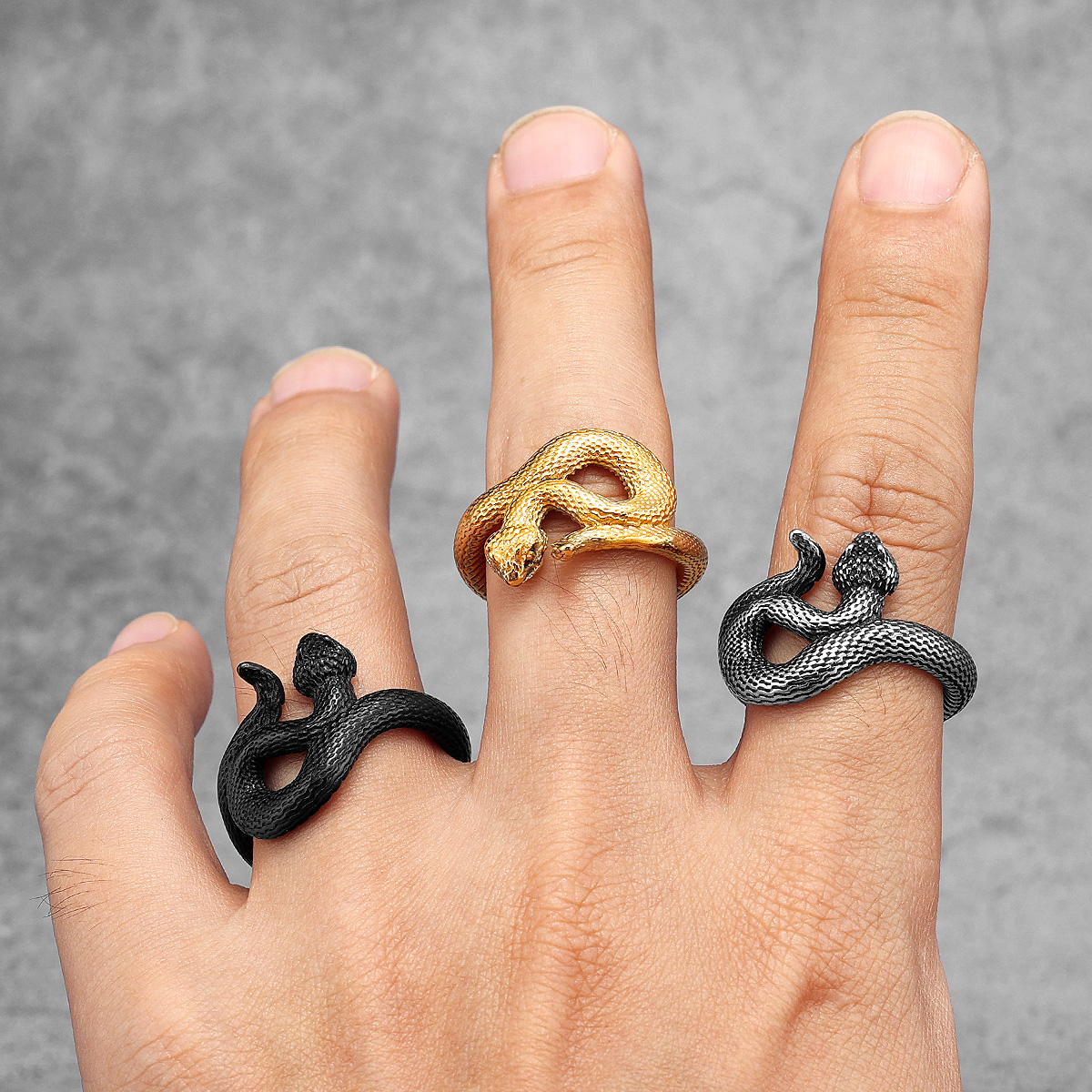 Anillos de acero inoxidable para hombre, Viper Animal, serpiente, Punk, para mujer, joyería de para motorista, de Halloween,