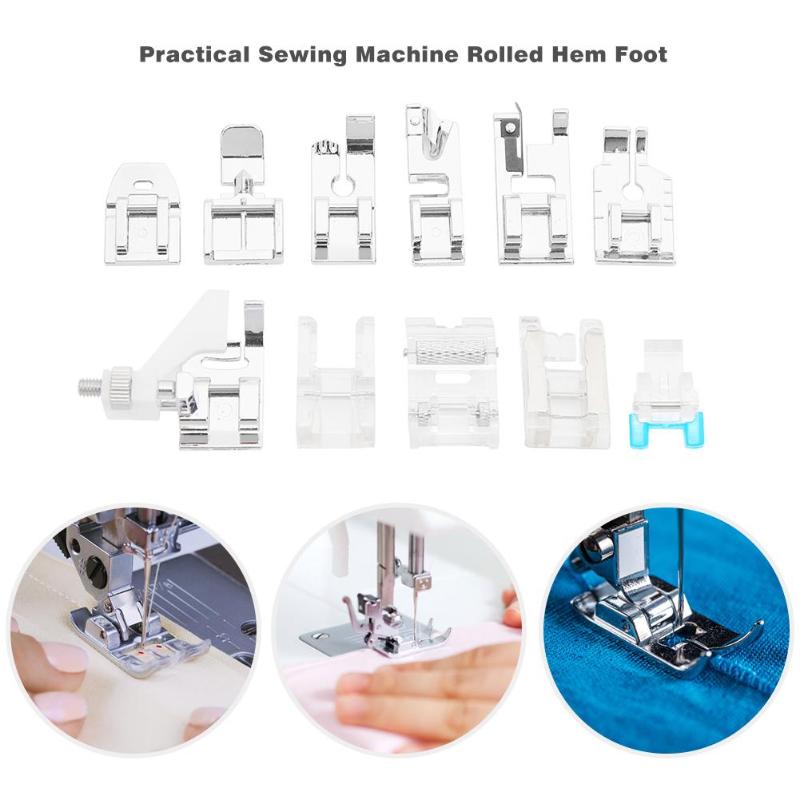10pcs Sewing Machine Foot Presser Multi-function Stitch Embroidery Accessories Storage-friendly Beginner Sewing Kit 4x3x0.5cm