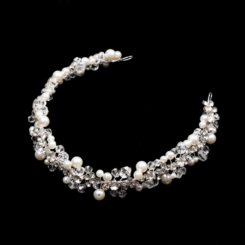 1Pcs Crystal Headbands Wedding Handmade Hair Decoration Pearl Rhinestone Head Wear Hair Ornament For Bride Girls Hair Jewelry: 3