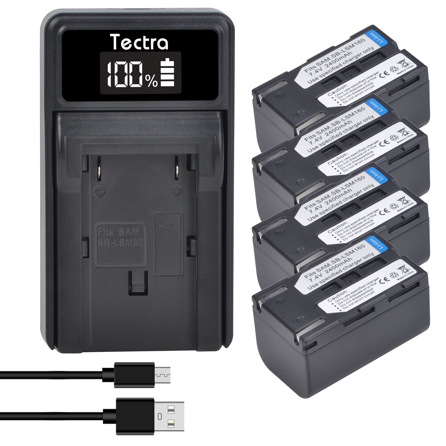 2400mAh SB-LSM80 SB-LSM160 SB-LSM320 Camera Battery for SAMSUNG SC-D263 SC-D362 SC-D363 VP-D964 VP-D965 VP-DC161 VP-DC163: 4 battery 1 charger