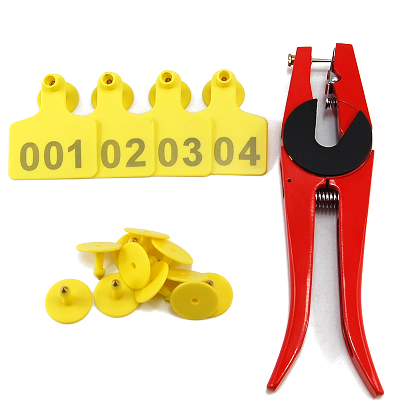 Øremærker til husdyr, øremærker til ko, identifikationsmærker til grise og får i tpu-plastik, brugerdefineret logo og nummer, 100 stk.