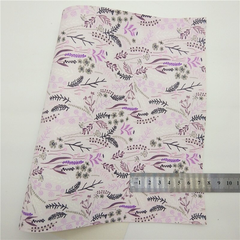 Purple Glitter leather, Flowers Printed Synthetic Vinyl Faux Leather Sheets Smooth Leather Felt Backing For DIY 21x29CM Q290