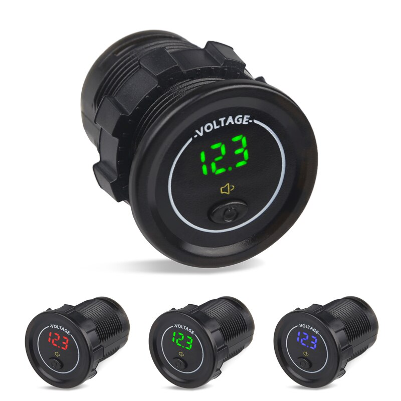 3 kolory 12-24V wyświetlacz doprowadziło samochodowy woltomierz napięcie z włącznikiem/wyłącznikiem alarm niskiego napięcia wodoodporny motocykl łódź woltomierz samochodowy