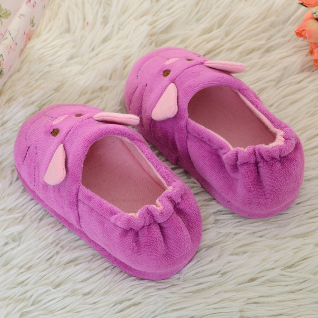 Winter Children Flip Flops Kids Slippers Home Baby Girl Clothes Slipper Boys Indoor Cotton Cartoon Cats Slippers Room Skid Warm
