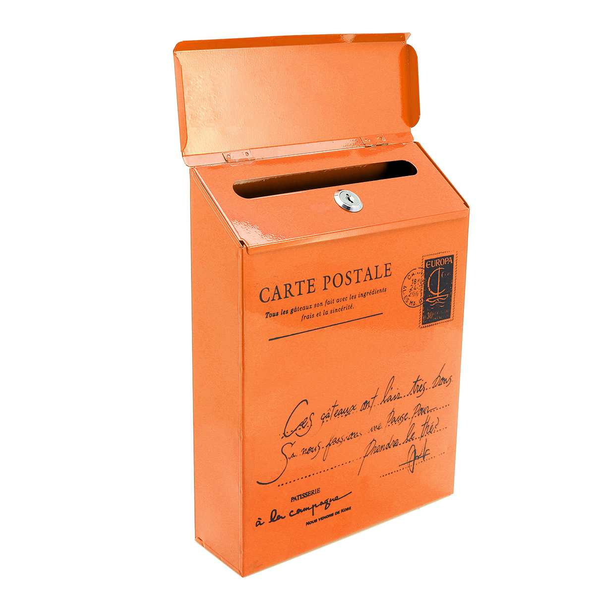 Retro American Pastoral Wall Mounted Mailbox Bucket Newspaper Boxes Mail Box Metal Letter Post Mailbox Garden Decoration: Orange