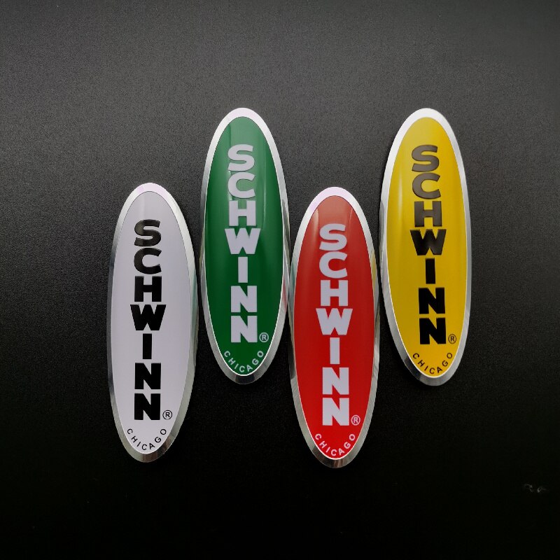 2x SCHWINN vintage classic Bike Head Badge Aluminum Decals Stickers For MTB BMX Folding Bicycle Frame Cycling Accessories emble