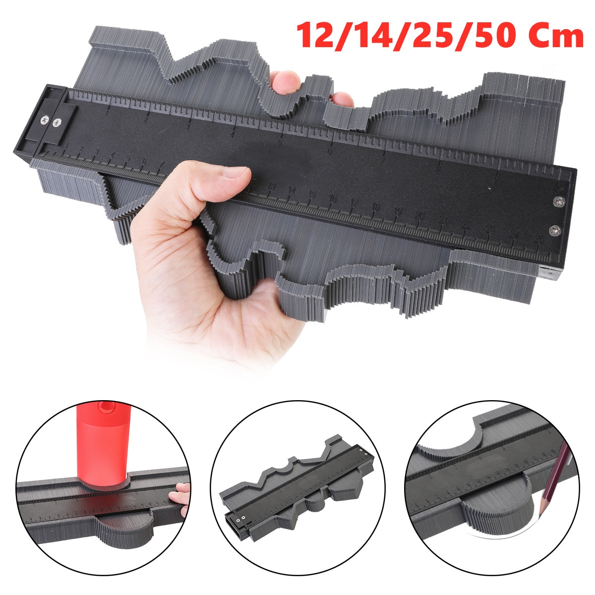 12/14/25/50 cm konturmått plastprofil kopiering konturmätare standard trämarkeringsverktyg kakel laminatplattor verktyg