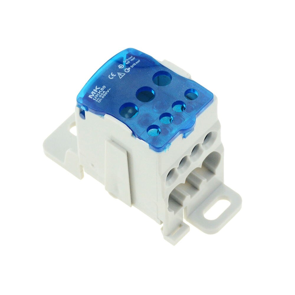 Color UKK80A Terminal Block 1 in many Out Din Rail distribution Box Universal Electric Wire Connector IN 80A UI 690V 1000V AC/DC: Blue