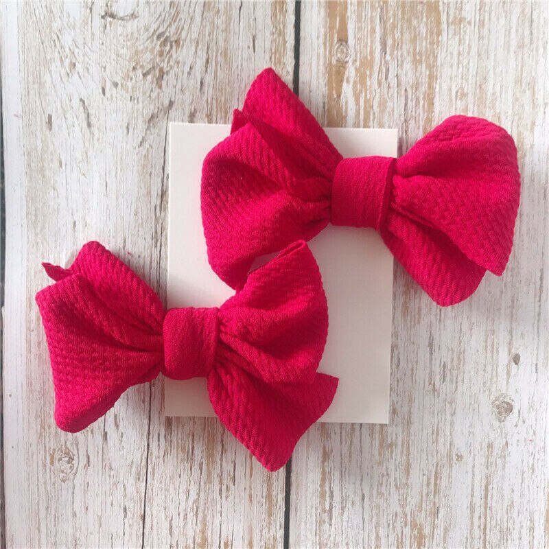 2Pcs Infant Kids Baby Girls Hair Bow Clips Headwear Ribbon Bowknot Barrettes: C