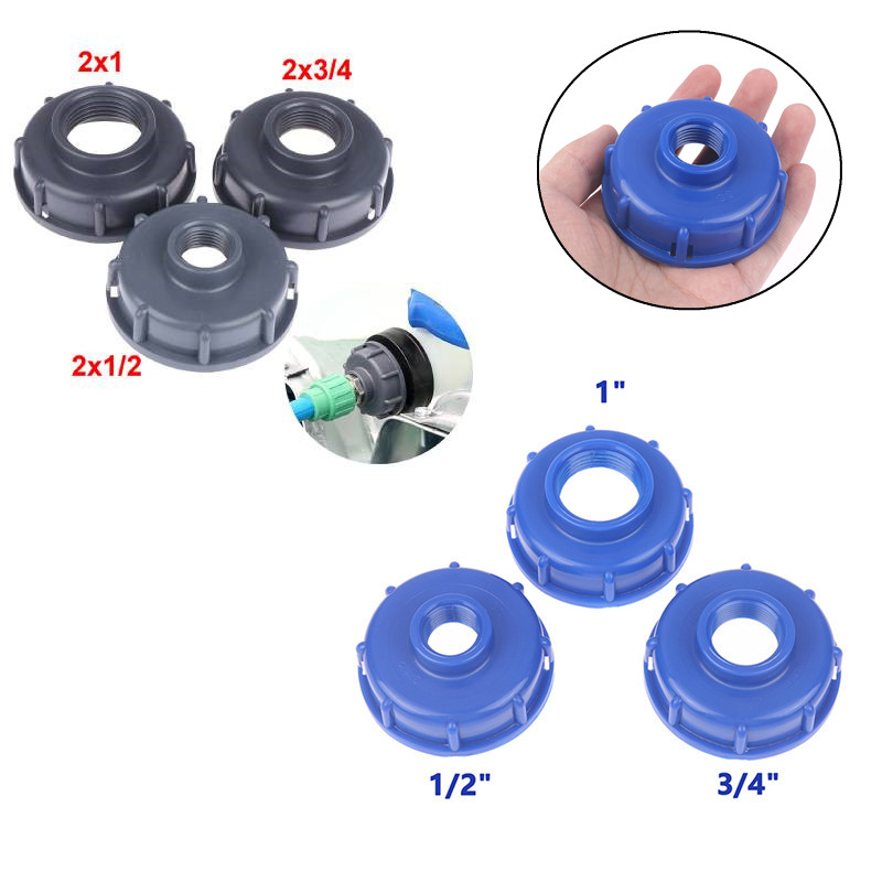1PC Durable IBC Tank Fittings S60X6 Coarse Threaded Cap 60mm Female Thread To 1/2 ", 3/4", 1 " Water Tap Adapter Connector