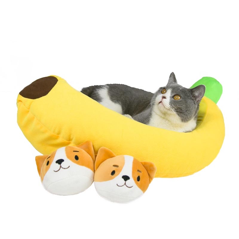Cama de Gato de plátano lavable Gato, casa de perro, cama de felpa creativa, osito pequeño, mediano y grande, productos para mascotas