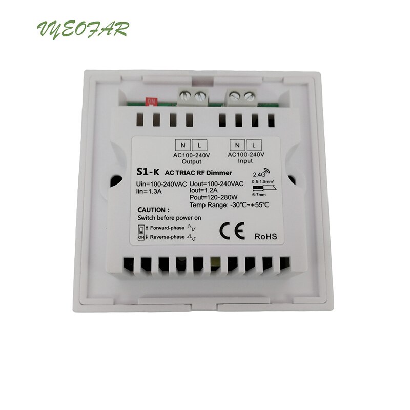 Novo Led Triac Dimmer AC 100-220 V de Alta Tensão de Entrada de Saída do Diodo Emissor de Bordo de Fuga Escurecimento Wall Mounted 1.2A triac Dimmer S1-K
