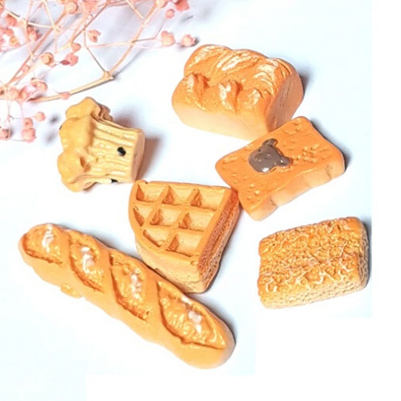 6Pcs/set 1:12 Bakery Bread Kitchen Food Items Miniature Vintage Accessories for Dollhouse Mini Artificial Bread