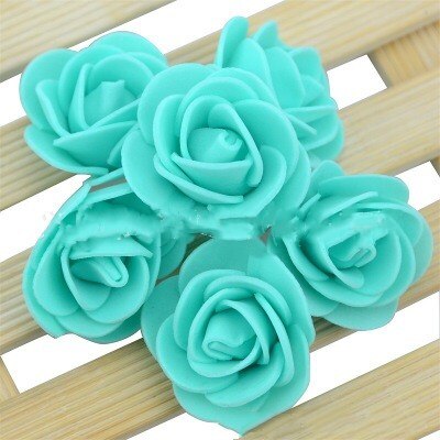 100 stk kunstige blomster bamse av roser 3cm skum bryllup dekorative blomster juledekor for hjemmet: 100 stk tiffany blå