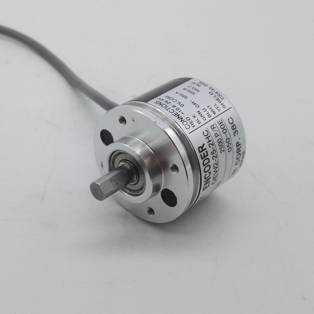 Mini NEMICON 38mm outer 6mm solid shaft incremental rotary encoder open collector output 100 300 500 1024 2500 pulse OEW2-25-2HC