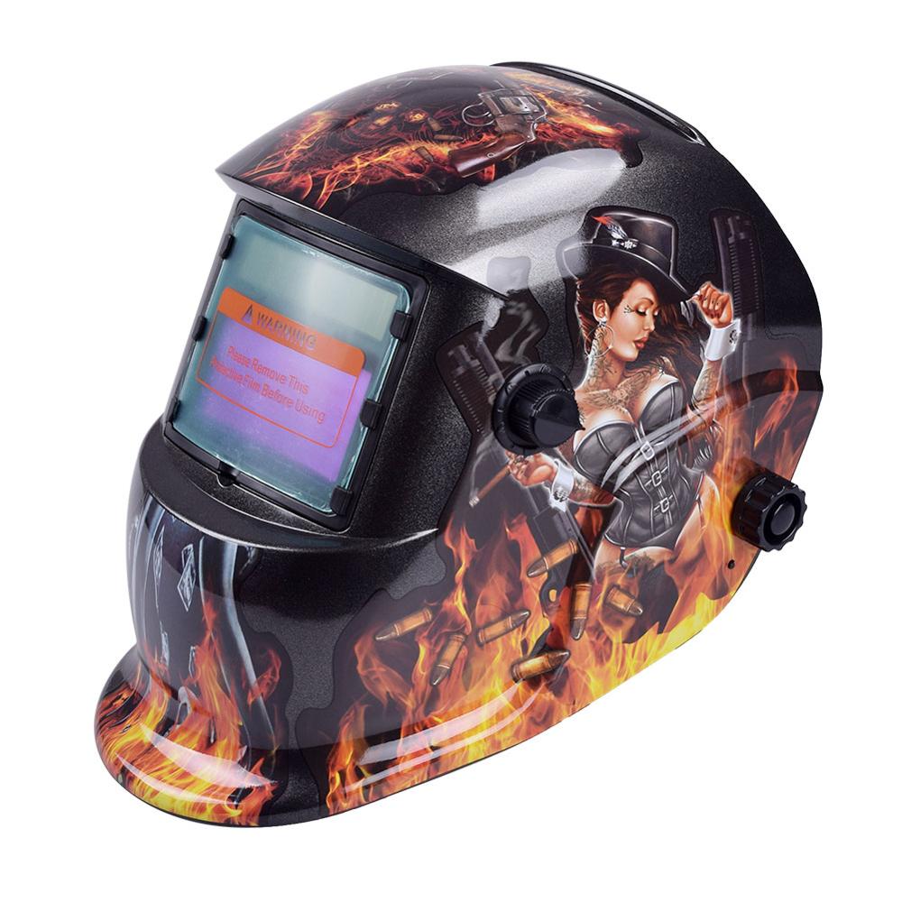 Tacklife-Máscara de Soldadura con función de oscurecimiento automático, casco de soldadura de potencia automática, modo de soldadura de molienda: Naranja