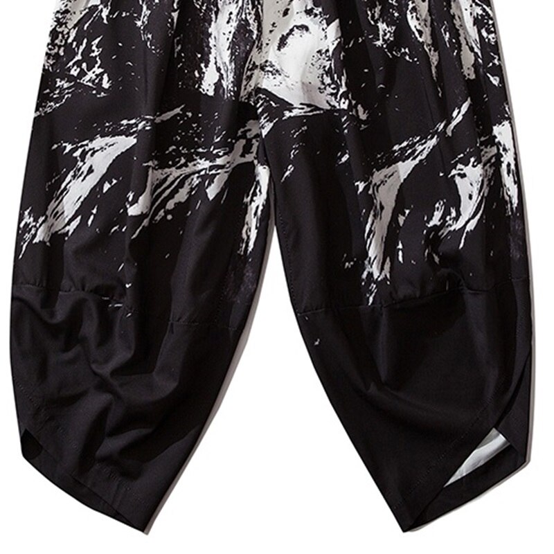 Briskorry Streetwear Men's Harem Trousers Japanese Style Casual Trousers Baggy Trousers Loose Cotton Linen Jogger Trousers Hippie Yoga Balloon Bloomer