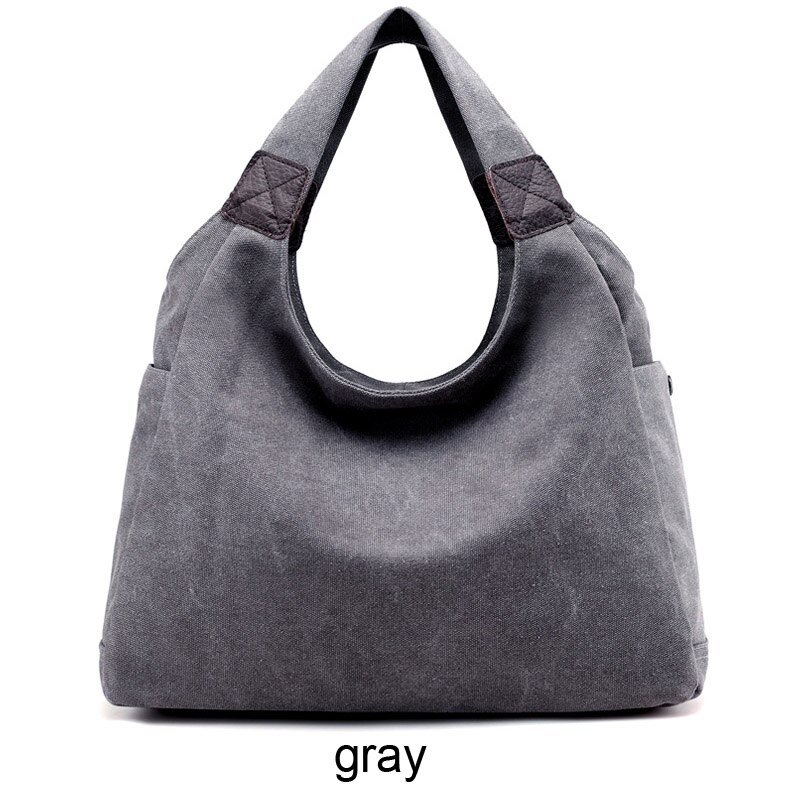 Piler grote tassen dames hobo canvas rits dames handtas handtassen merken casual schoudertas dames shopper handtassen tas: Grijs / Groot