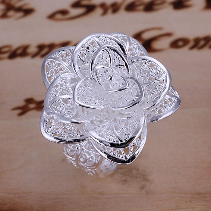925 sieraden verzilverd sieraden ring fijne mooie bloem ring top en retail SMTR116