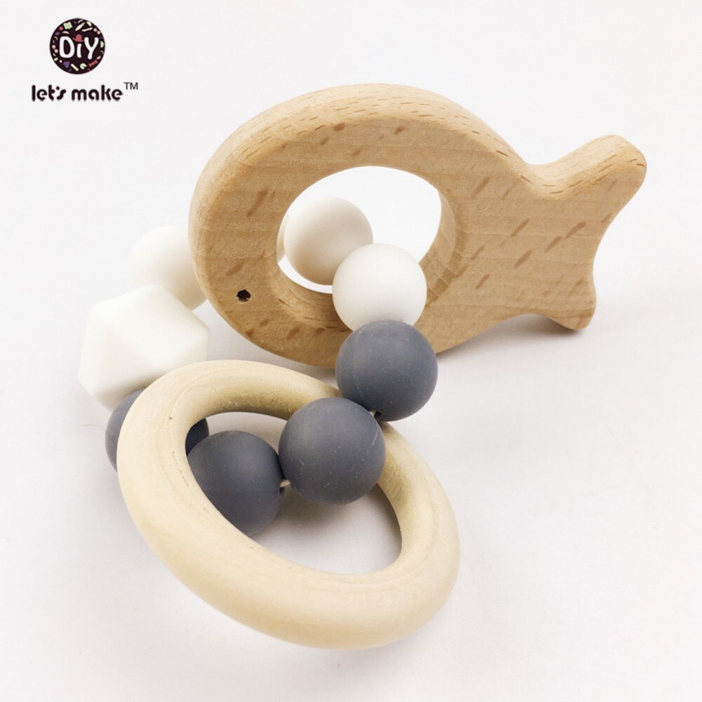 Bijtringen houten speelgoed dierenvormige sieraden bijtringen voor baby's organische houten siliconen kralen baby rammelaar kinderwagen accessoires speelgoed: Type 9