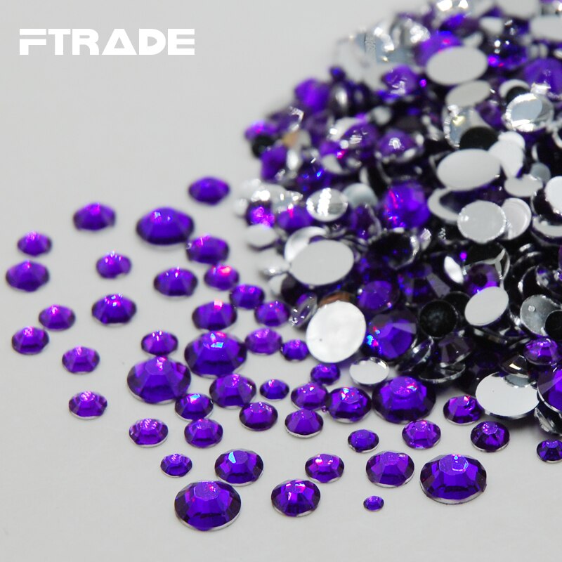 Violet Rhinestone Gemengde Maten Top Niet Hotfix Plaksteen Acryl Steentjes Voor Nail Art Decoratie Diy Nagel Mix Kralen