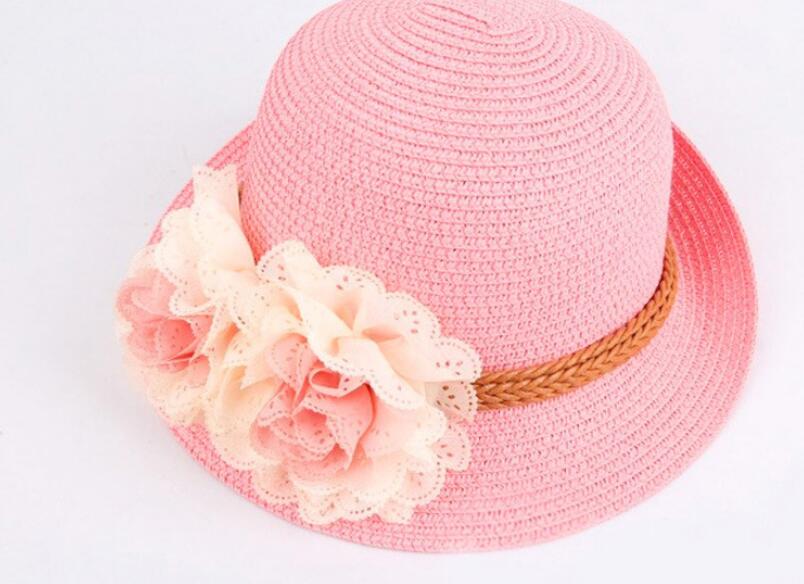 Kid Girl Princess Sun Hat Flower Beach Caps Children Straw Wide Brim Floppy Cap Flower Children's Sun Hat