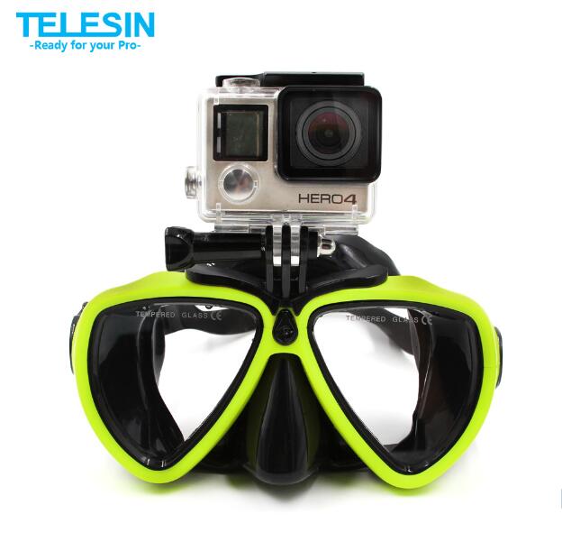 TELESIN Diving Mask Glasses with Detachable Mount Scuba Snorkel Swimming Glasses for GoPro Xiaomi Yi for DJI Osmo Action SJCAM: Yellow