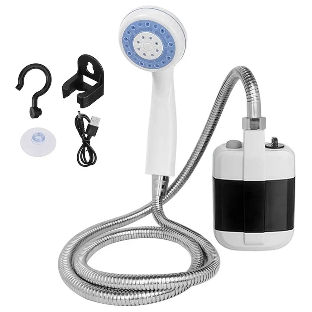 Tragbare elektrische Campingdusche mit 1,5 m Schlauch, wiederaufladbarer sprühen-Lager-Duschkopf für draußen, Wandern, Hunde, Schlecht, Strand, Reisen